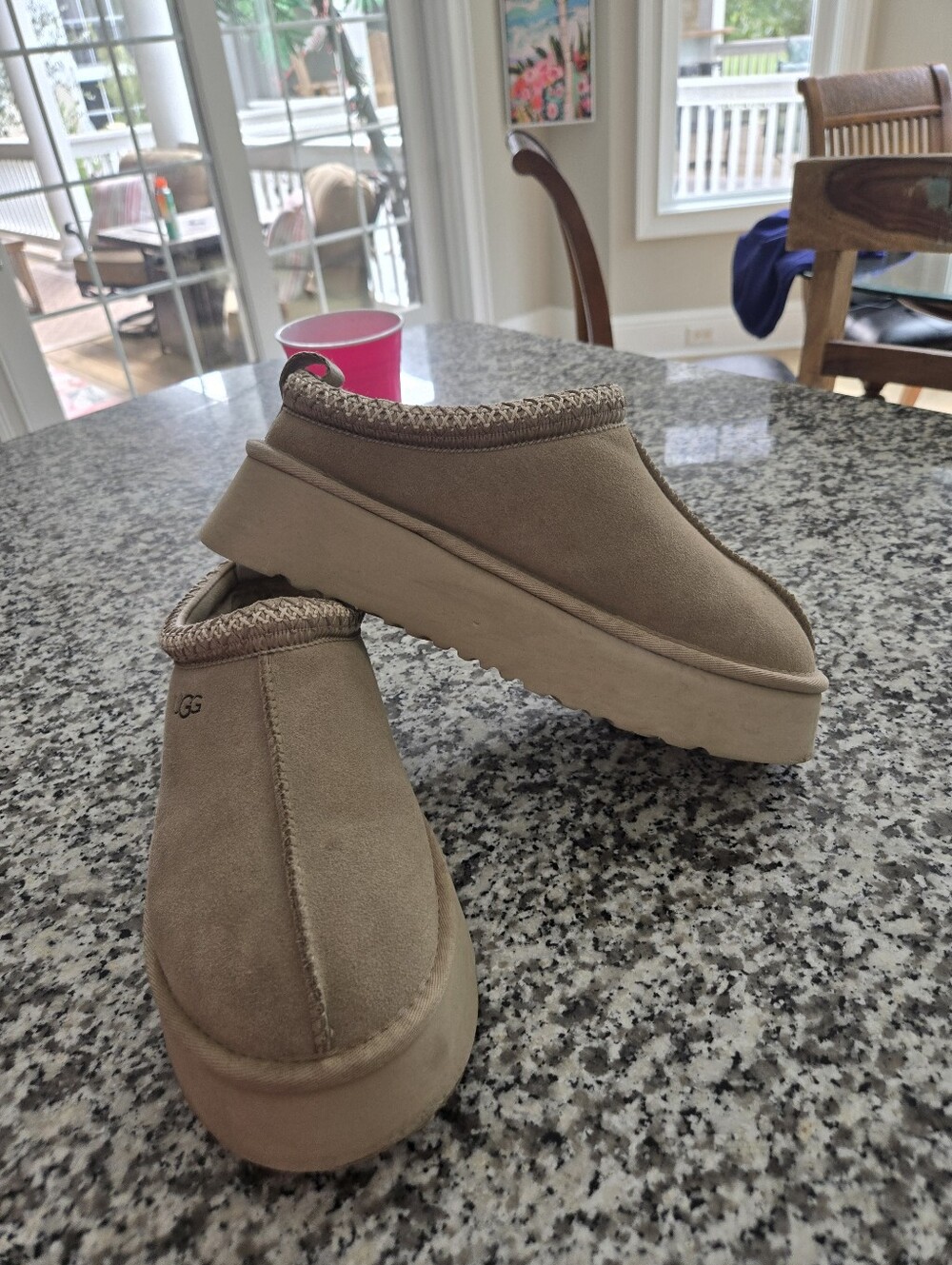 UGG Tasman Women's Slip-On Platform Clog in Light Brown Suede